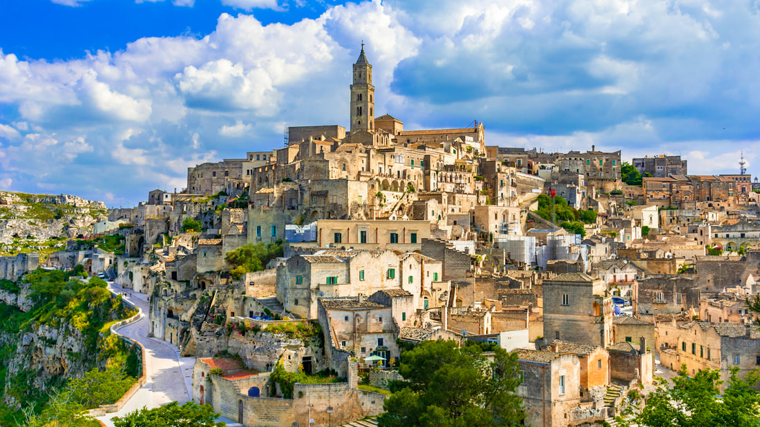 De Sassi van Matera bij daglicht, UNESCO-werelderfgoed